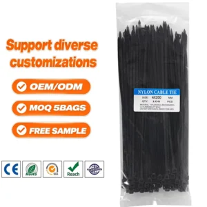 CHINEE Eco-friendly Self-Locking Cable Ties 3.6x100mm Nylon 66 Fasteners 7.5mm Wire Wraps Plastic Zip Straps for Electrical Cabling