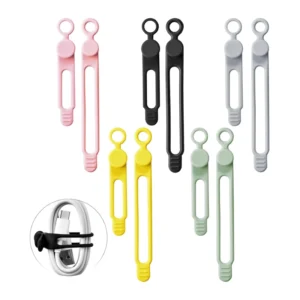 CHINEE Elastic Silicone Wire Organizer Tie for Charging Cables Electrical Cords Computer Wires USB Data Cable Management Cord Organizer