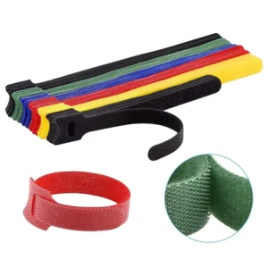 CHINEE FSCAT 100pk Black Nylon Velcro Cable Ties Thin Pre Cut Design Wire Management Organizing Straps for Home Office