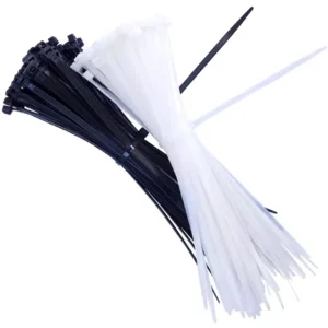 CHINEE 7.5*450mm Black and White Self locking Nylon Cable Ties with Pa66 Are UV resistant Not Easy to Break and Fireproof