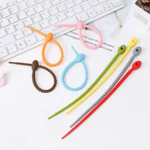 CHINEE Factory Hot Selling Adjustable Self locking Removable Soft Silicone Wrap Ties Binding Strap