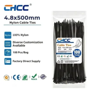 CHINEE Factory Multicolor 4.8*500mm Nylon 66 Self locking Cable Ties Manufacturer Custom Plastic Zip Tie for Cable Management