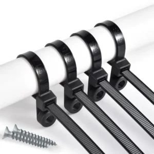 CHINEE Fixed Head Fastener PA66 6inch Approved Screw Mount Cable Ties Mountable Nylon Zip Ties