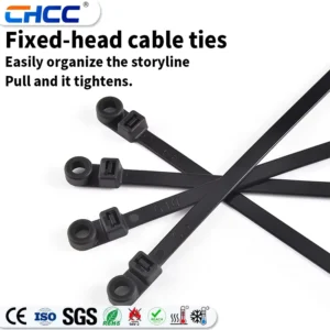 CHINEE Fixed head Cable Ties Screw Tie Mount Nylon Screw Cable Ties with Mounting Hole Self locking Zip Ties