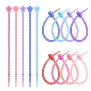 CHINEE Flower Silicone Flexible Cable Organizer Keychain for Kitchen Use Multifunctional Storage & Cord Management