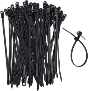 CHINEE For Black PA66 Self Locking Mountable Head Cable Ties 4.8x300mm 100pcs Screw Hole for Wire Binding CE ROHS for REACH Certified