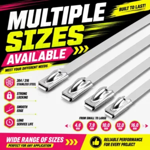 CHINEE Genuine 316 Grade Cold Resistant -60℃ Heat Proof 500℃ Metal Ball Lock Smooth Operation Mechanism Wrap Stainless Steel Cable Tie