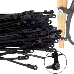 CHINEE HOOYU Screw Hole Cable Ties Reusable Fixed Nylon Cable Ties Self locking Cord Ties Straps Fastening Loop Office Organizer