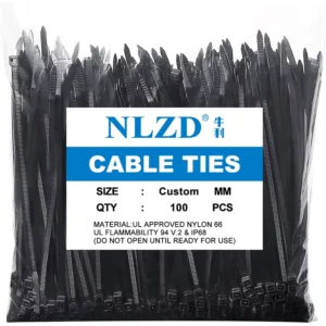 CHINEE Premium Self Locking Nylon Cable Ties UV Resistant Black Plastic Zip Ties Heavy Duty Industrial Wire Ties 8 Inch 100pk
