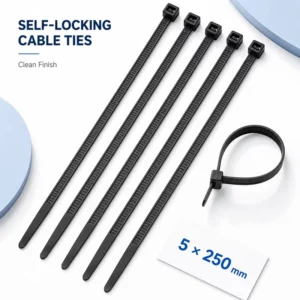 CHINEE Heavy Duty 4.8x250mm Nylon Cable Ties 50LBS Tensile Strength PA66 Zip Ties 10 Inch for Industrial Machinery Wiring