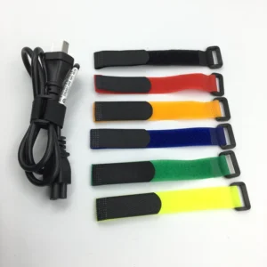 CHINEE High Quality Adjustable Cable Tie Holder Double Sided Hook and Loop Cable Ties Cinch Strap With Plastic Buckle