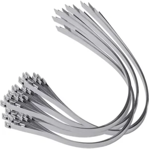 CHINEE High Temperature Resistant SS304 Cable Strap Tie 4.6*100mm Self Locking Stainless Steel Band 200mm Metal Zip Ties Raw Material