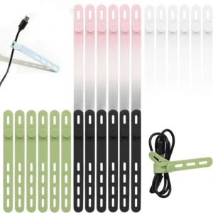 CHINEE JN24Pcs Cable Ties Reusable Washable Adjustable Fastening Management Straps Multi Purpose High Elasticity 5.12 Inches 1.2mm