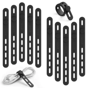 CHINEE Lamicall STRK04 Color Cable Bundler Ties 10 Pack Reusable Silicone Wire Straps Cord Organizer Management Holder For Kitchen Tool