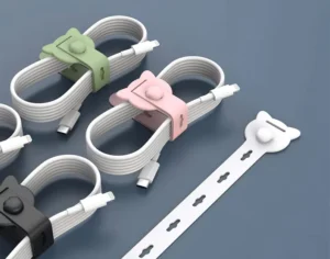 CHINEE Large Silicone Cable Ties Reusable Washable with Locking Buckle Design Adjustable Fastening Straps Elasticity Cord Organizer