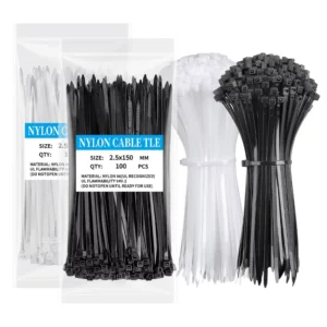 CHINEE Miniature 6 Inch 150*2.5mm 18 LB Factory Custom White Black Self-locking Nylon Cable Zip Ties Wire Straps