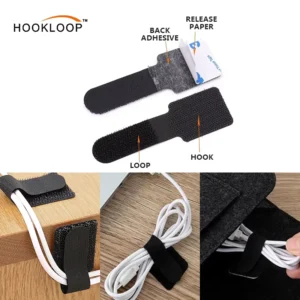 CHINEE New Arrival Hook and Loop Cable Ties Self Adhesive Hook and Loop Cable Straps Sticky back Cord Organizer Cable Clip