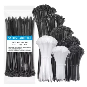 CHINEE Nylon 66 Self Locking 2.5mm X 100mm Zip Tie Cable Ties Black White for Industrial Outdoor Electrical Binding CE ROHS Certified