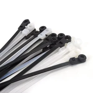 CHINEE Nylon 66 Self Locking Cable Ties Black Electrical with Mount & Nails Hole