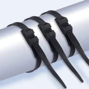 CHINEE Nylon Double-buckle Cable Ties Strap Zip Ties Unique Double Lock Plastic Cable Ties with UV Self-Locking 9*180mm 100pcs