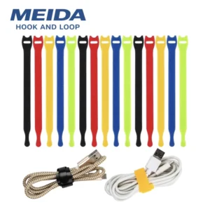 CHINEE OEM Available Bulk Mixed Color Cable Ties 100pcs Pack Eco Friendly Self Adhesive Nylon Hook and Loop for Wire Bundling