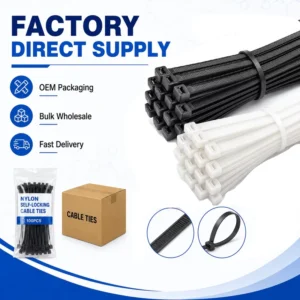 CHINEE OEM ODM Nylon Cable Ties Custom Size Color Packaging Plastic Zip Ties Manufacturer 4.6*500mm Self Locking