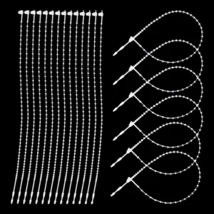 CHINEE PP Bead Chain Hand Thread Needle Belt 3 Inch Loop Pin 9 Inch Tag Pins Buckle Transparent Black Pearl Ties Cable Zip Ties