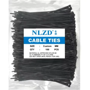 CHINEE Professional Self Locking Nylon Cable Ties UV Resistant Black Plastic Zip Ties Heavy Duty Industrial Wire Wraps 8 Inch