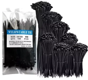 CHINEE RCR Self Locking Plastic Nylon 66 Cable Ties 4.8mm X 200mm CE ROHS REACH UV Resistant Industrial Use Black Yellow Red Bags