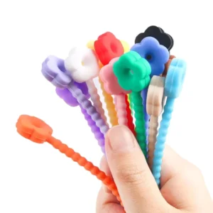 CHINEE Reusable Cable Ties Silicone Colorful Cable Organizer Desk Data Charge Cord Earphone Line Management Storage Bag Sealing Clips