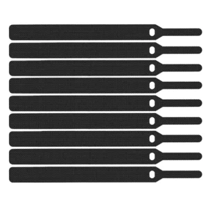 CHINEE Reusable Double Sided Self-Adhesive Hook and Loop Cinch Strap Small Flexible Cable Tie Black Polyester Nylon