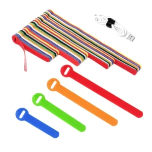 CHINEE Reusable Eco Friendly Fastening Cable Ties Microfiber Cloth Hook Loop Cord Ties Elastic Self adhesive 0.59 X 7.48 Inch Strapping