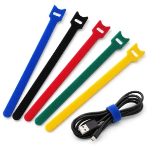 CHINEE 12*150mm Reusable Hook and Loop Cable Ties Colorful Nylon Fastening Wire Straps for Data Cable Management