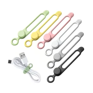 CHINEE Reusable Silicone Cable Ties Data Cable Organizer for Office Multipurpose Elastic Cord Wraps Cable Management for Charging Cord