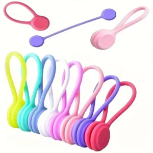 CHINEE Reusable Silicone Magnetic Cable Ties USB Wire Straps Winders Rubber Binding Organizer for Home Office Desktop