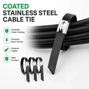 CHINEE SS316 Marine Grade Anti-Corrosive 4.6mm 7.9mm Ball Lock Self-Locking High Strength Metal Epoxy Coated Stainless Steel Cable Tie