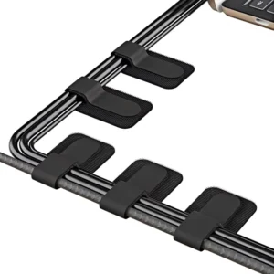 CHINEE Self Adhesive Adjustable Reusable PVC Hook Loop Cable Straps Ties Cord Organizers (Black) Custom Imprinted Logo