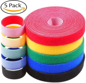 CHINEE Self-Adhesive Heat Resistant Cable Tie with Continuous Roll Back-to-Back Self-Gripping Hook Loop for Organization Durability