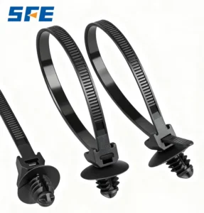 CHINEE Self-Locking Cable Ties 4.7*165 Black Nylon 66 Wire Push Mount Zip Tie for Car Automobile Plastic Black Eco-friendly Zip Ties