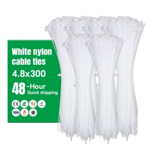 CHINEE Self Locking Nylon Cable Ties 5x300mm 4.8mm Wide High Tensile Wear Resistant Durable Anti Break Bundling Ties