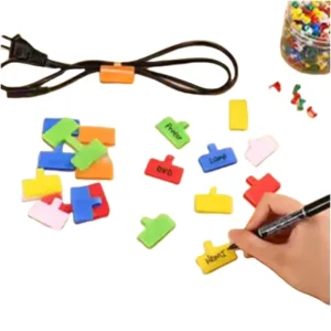 CHINEE Shape Customizable Color Cable Management Nylon Writable Hook Ring Self adhesive Label Cable Ties for Computer Room Office