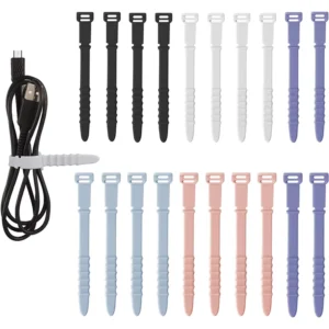 CHINEE Silicone Cable Ties Elastic Silicone Cord Organizer Straps Reusable Cable Zip Ties Reusable Wire Ties