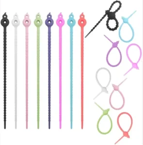 CHINEE Silicone Cable Ties Reusable Multi Purpose Cable Straps Double Lock Zip Ties Cord Organizer