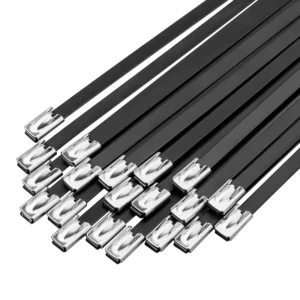 CHINEE Spray Coated 4.6*500mm 304 Stainless Steel Industrial Grade Self-locking Black CE Certified Cable Tie Coastal Engineering Marine