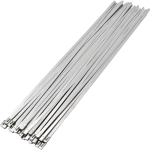 CHINEE Stainless Steel Self-Locking Cable Ties 300mm Length 4.6mm Width for Electrical & Industrial Use