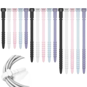 CHINEE Three Size Self Locking Double Hole Silicone Cable Ties ZD002 Wire Organizer Winder Storage Five Color Fishbone Japanese Korean