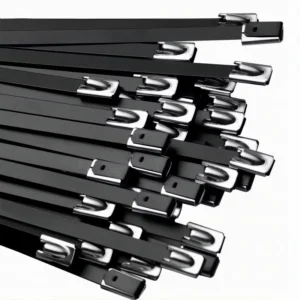 CHINEE UV Resistant Black Coated Steel Zip Ties 8” Length for Outdoor Electrical Harness Management