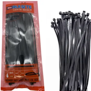 CHINEE UV Resistant Black Nylon 66 Cable Ties 4.8x200mm High Tensile Strength Self-Locking Factory
