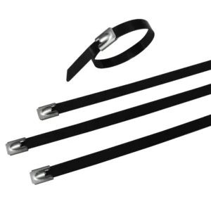 CHINEE UV Resistant Polyester Coated Black Stainless Steel Cable Ties