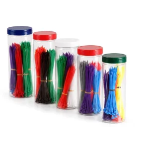 CHINEE Vibrant Neon Color Cable Ties Jar 500pcs Mixed Rainbow Zip Ties Kit Customizable Small Pack for Office & Creative Use